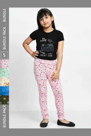 BAESD Girls Pack Of 5 Printed Cotton Churidar-Length Leggings