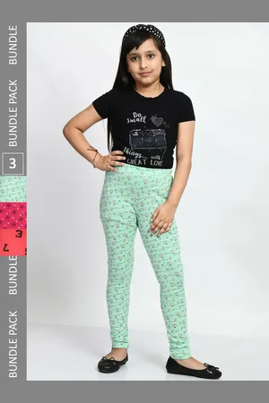 BAESD Girls Pack Of 3 Printed Cotton Churidar-Length Leggings