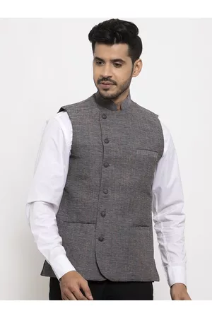 KLOTTHE Men Grey Solid Nehru Jacket