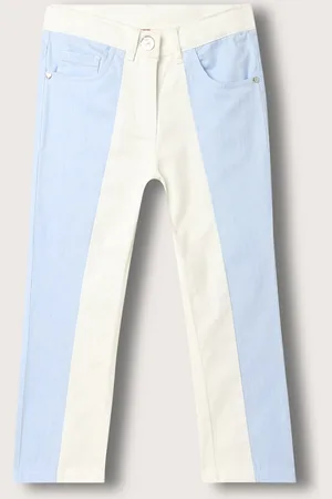Blue Giraffe Girls Mid Rise Colourblocked Cotton Skinny Fit Stretchable Jeans