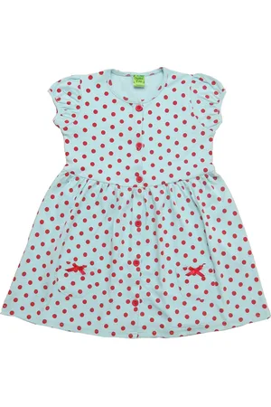 Clothe Funn Girls Polka Dot Printed Cotton A-Line Dress