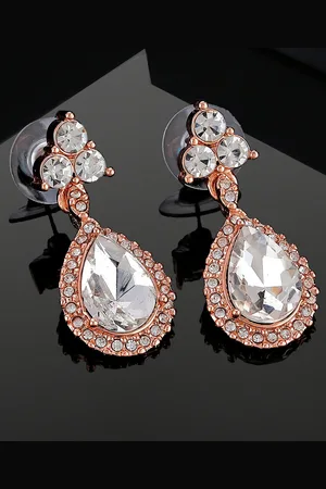 ESTELE Rose Gold-Plated Teardrop Shaped Drop Earrings