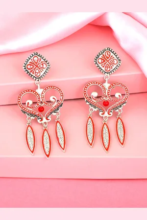 ESTELE Rhodium-Plated Geometric Drop Earrings