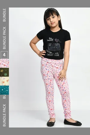 BAESD Girls Pack of 4 Printed Pure Cotton Leggings