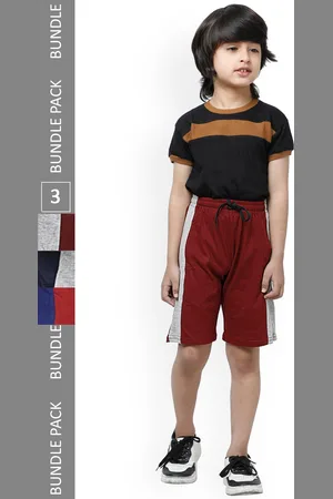 IndiWeaves Boys Pack Of 3 High-Rise Pure Cotton Shorts