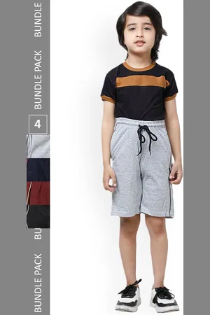 IndiWeaves Boys Pack Of 4 Mid-Rise Pure Cotton Shorts