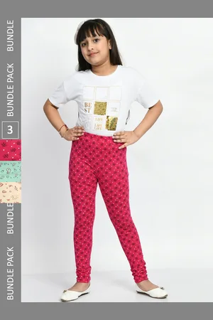 BAESD Girls Pack of 3 Printed Pure Cotton Leggings