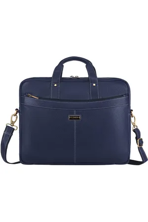 WildHorn Men Blue Textured Leather Laptop Bag