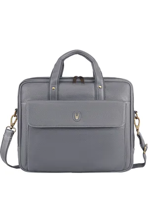 WildHorn Men Grey Leather Laptop Bag