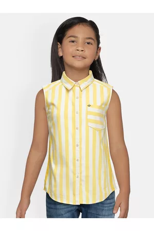 Lee Cooper Women Tops - Women Yellow & White Striped Shirt Style Top