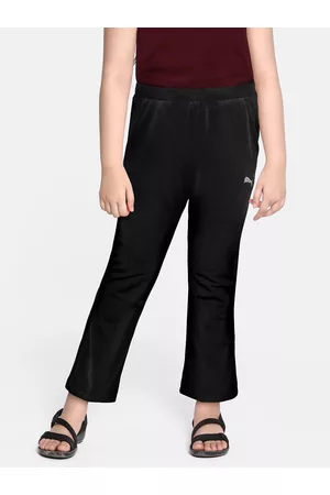 PUMA Girls Black Solid Straight Fit Track Pants
