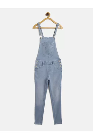 Buy Roadster Women Blue Solid Twofer Takes Dungarees - Dungarees