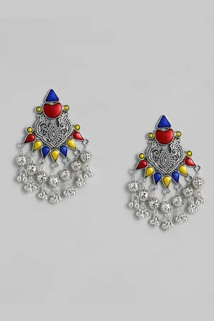 Sangria Enamelled Geometric Drop Earrings