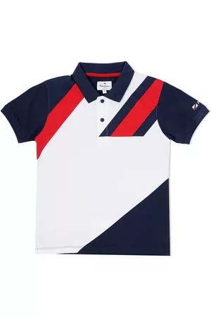 Pepe Jeans Boys Navy Blue Colourblocked Polo Collar T-shirt