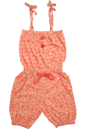 Clothe Funn Girls Printed Shoulder Straps Cotton Playsuit