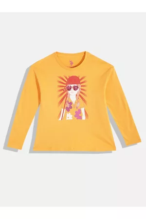 Ralph Lauren Girls Graphic Print & Sequins Embellished Pure Cotton T-shirt