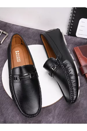 HERE&NOW Men Black Textured Lightweight Loafers