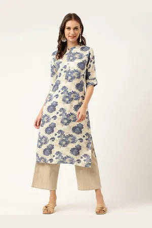 Divena World Floral Printed Roll-Up Sleeves A-Line Kurta