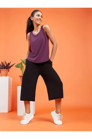 BlissClub Women Relaxed Straight Leg Straight Fit Breathable Pure Cotton Culottes
