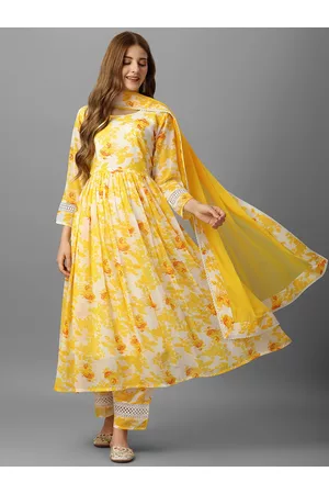 ASPORA Floral Printed Anarkali Georgette Kurta With Palazzos & Dupatta