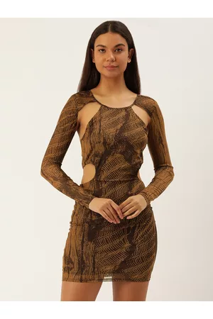 Forever 21 Printed Bodycon Dress with Cut Out Detail