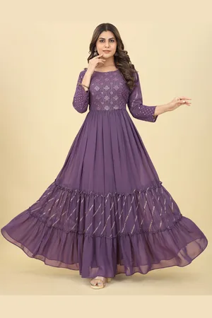 Kalini Embroidered Sequinned Fit And Flare Georgette Maxi Dress