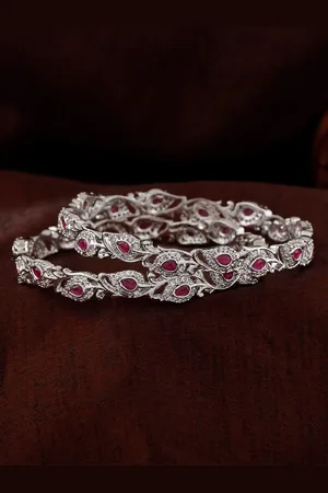 ESTELE Set Of 2 Rhodium-Plated AD-Studded Bangles