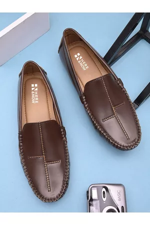 HERE&NOW Men Brown Lightweight Slip-On Loafers