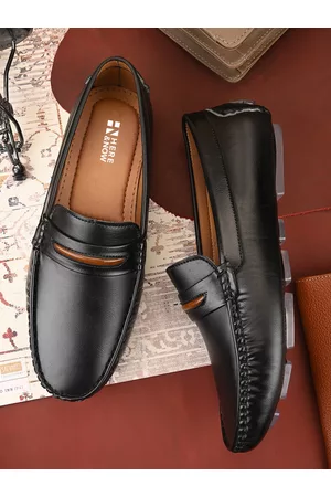 HERE&NOW Men Black Lightweight Slip-On Loafers