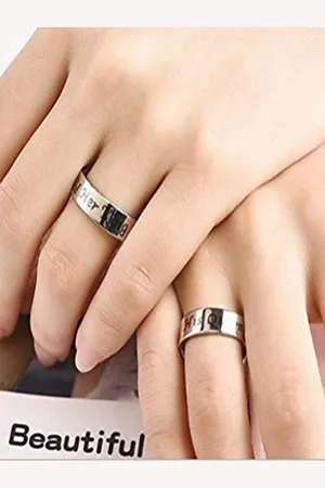 I Jewels Platinum-Plated Adjustable Couple Finger Ring