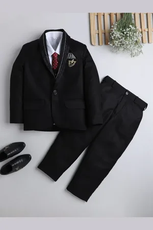 DKGF FASHION Boys Black Solid 5 Piece Suits