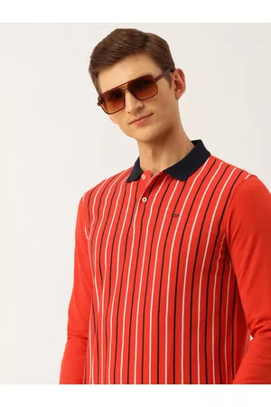 Peter England Men Striped Polo Collar T-shirt