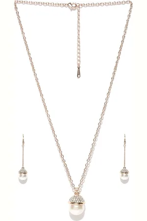 Anouk Gold-Plated & Off-White Beaded Necklace & Earrings With Bracelets