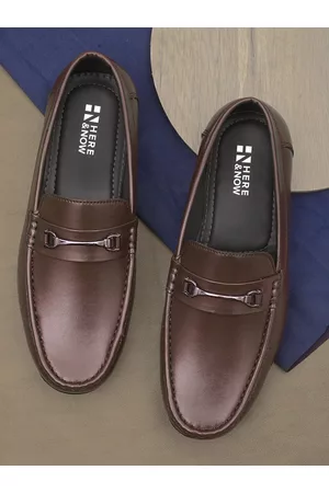 HERE&NOW Men Brown Buckled Formal Loafers