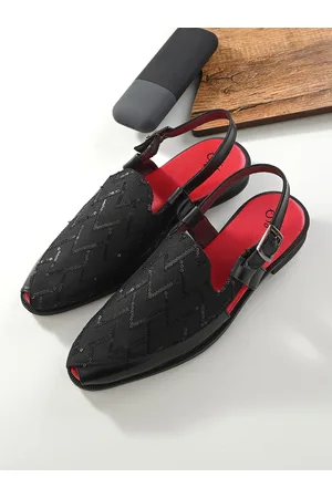 House of Pataudi Men Embellished Comfort Shoe-Style Sandals With Buckle