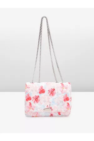 Lino Perros Women Floral Printed Structured Sling Bag With Quilted Detail