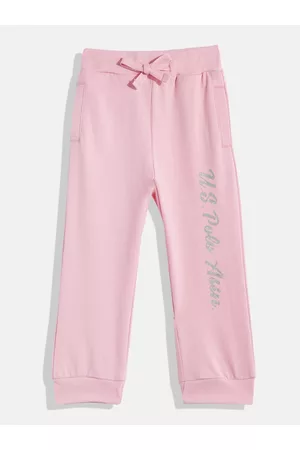 Ralph Lauren Girls Pink Printed Pure Cotton Joggers