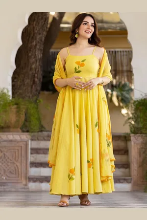 Ambraee Floral Printed Flared Sleeves Cotton Kurta