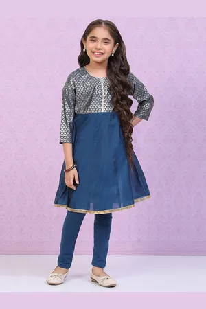 Biba Girls Ethnic Motifs Gotta Patti Kurta with Trousers