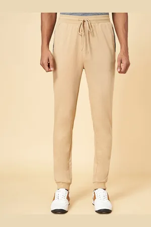 Pantaloons Men Tan Solid Cotton Track Pants