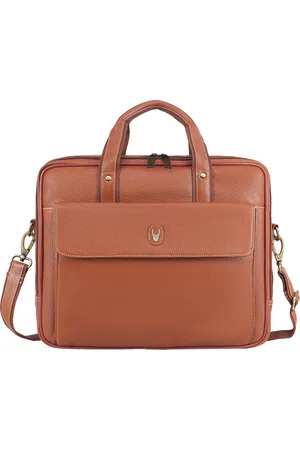 WildHorn Men Tan Textured Leather Laptop Bag