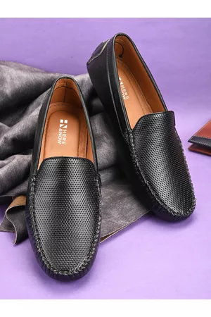 HERE&NOW Men Black Perforations Loafers