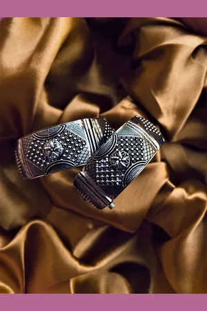 ATIBELLE Set Of 2 German Silver Kada Bangles