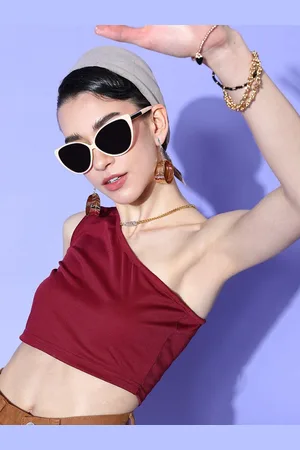 BAESD One Shoulder Scuba Crop Top