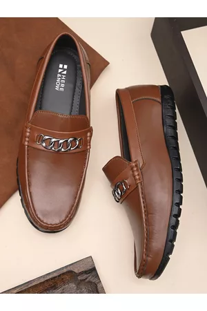 HERE&NOW Men Tan Lightweight Slip-On Loafers