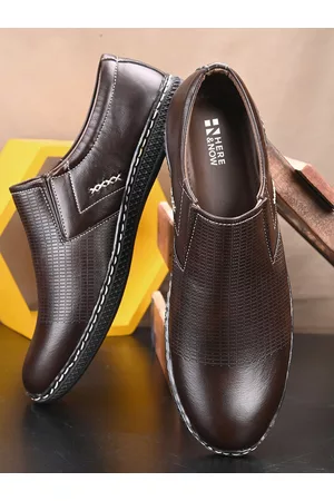 HERE&NOW Men Brown Perforations Lightweight Loafers