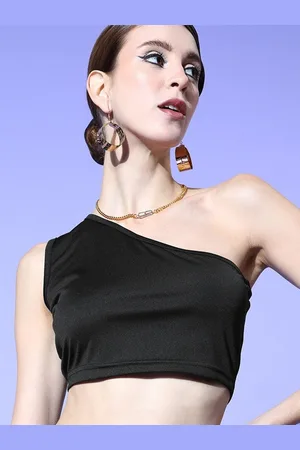 BAESD One Shoulder Sleeveless Fitted Crop Top