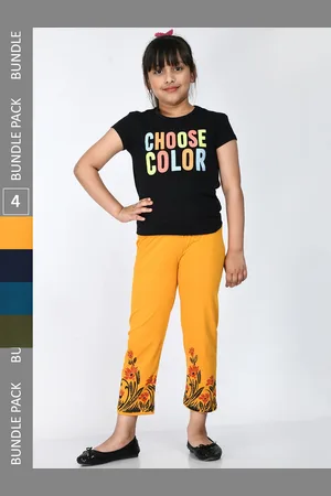 IndiWeaves Girls Pack Of 4 Printed Mid-Rise Cotton Capris