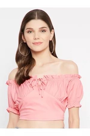 BAESD Off-Shoulder Puff Sleeve Bardot Crop Top