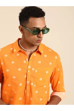 Sangria Men Mustard Relaxed Opaque Printed Casual Shirt
